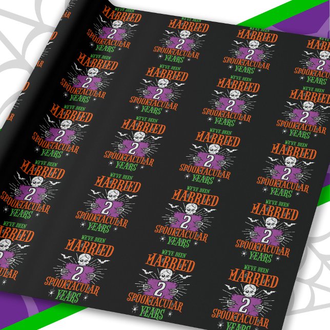 Papel De Regalo Halloween Spooktacular Segundo Aniversario Boda (Subido por el creador)