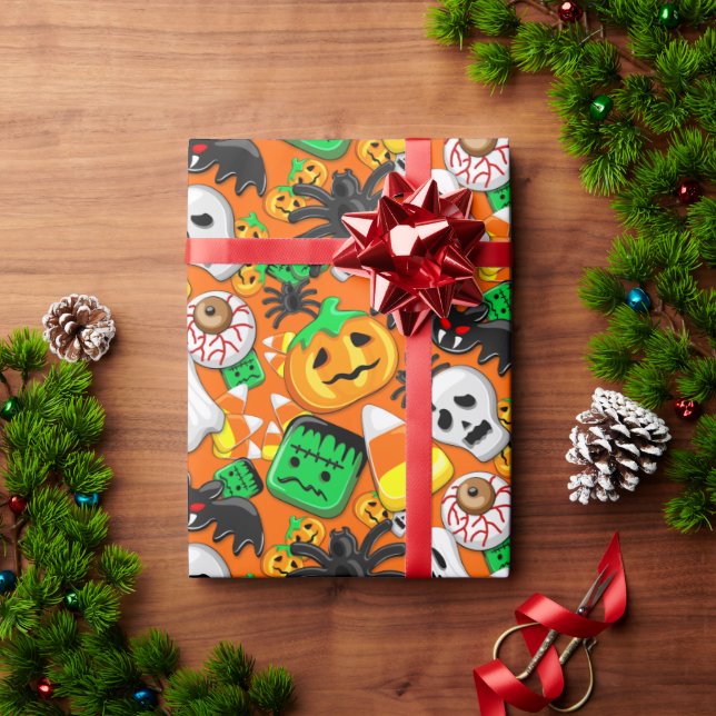 Papel De Regalo Halloween Spooky Candies Fiesta (Regalo de vacaciones)