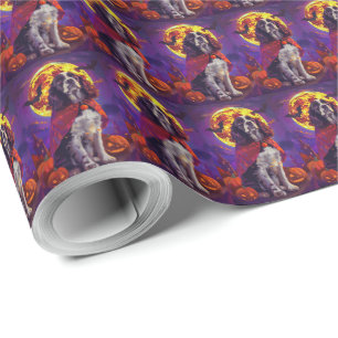 Papel De Regalo Halloween Springer Spaniel Vampis Pumpkins Scary