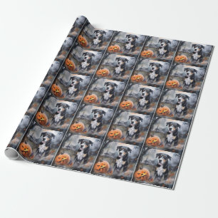 Papel De Regalo Halloween Suizo Mayor Con Calabazas Espantoso