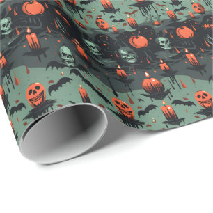 Papel De Regalo 🎃 💀 Halloween - temible verde