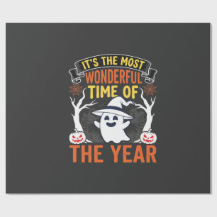 Papel De Regalo Halloween Tiempo Maravilloso Fantasma y Calabaza V