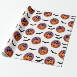 Papel De Regalo Halloween trata a galletas y batas con linterna