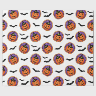 Papel De Regalo Halloween trata a galletas y batas con linterna