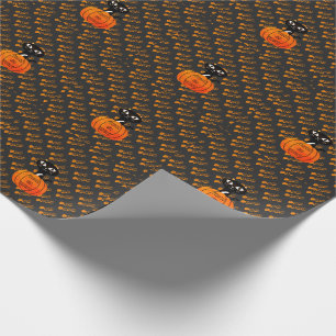 Papel De Regalo Halloween: Trick de calabaza de gato negro naranja
