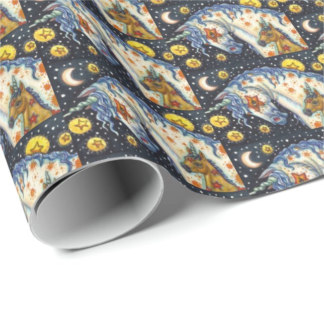 PAPEL DE REGALO HALLOWEEN UNICORNS, STAR HORSE & COLT FANTASY (Esquina del rollo)