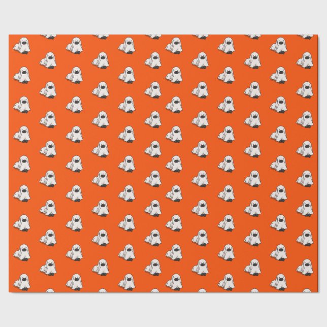 Papel De Regalo Halloween Whimsical Funny Dog Ghost Naranja (Costura)