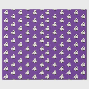 Papel De Regalo Halloween Whimsical Funny Perro Fantasma Púrpura