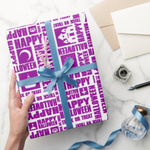 Papel De Regalo Halloween Whimsical Funny typography Purple