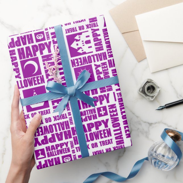 Papel De Regalo Halloween Whimsical Funny typography Purple (Regalar)