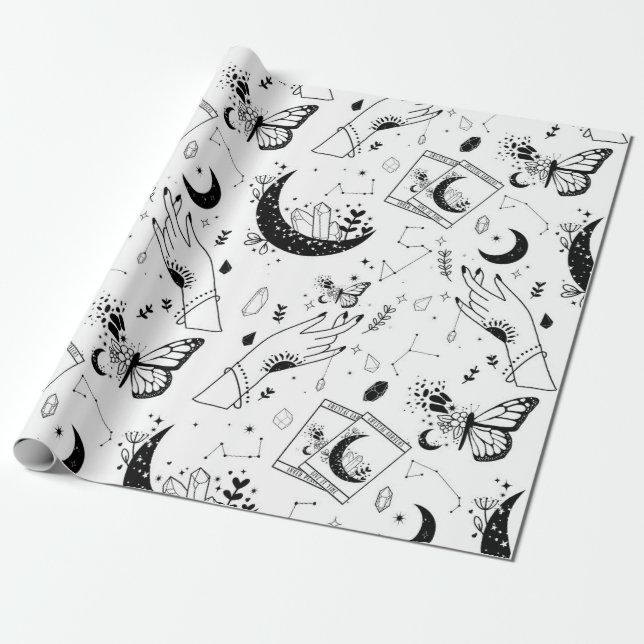 Papel De Regalo Halloween Witch Tarot Card Crystal Moon (Desenrollado)