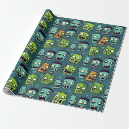 Papel De Regalo Halloween zombie design with green background