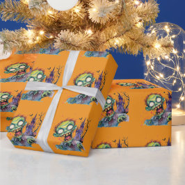 Papel De Regalo Halloween, Zombie,Grito Del Castillo Púrpura , 