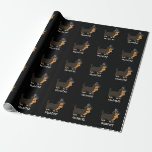 Papel De Regalo Halloweenie Chiste de Perro Salchicha Oscuro BG