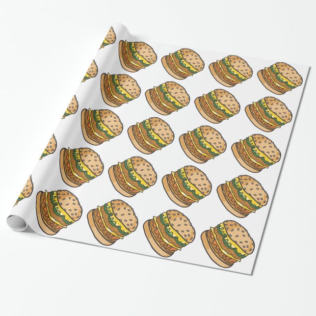 Papel De Regalo hamburguesa retro (Desenrollado)
