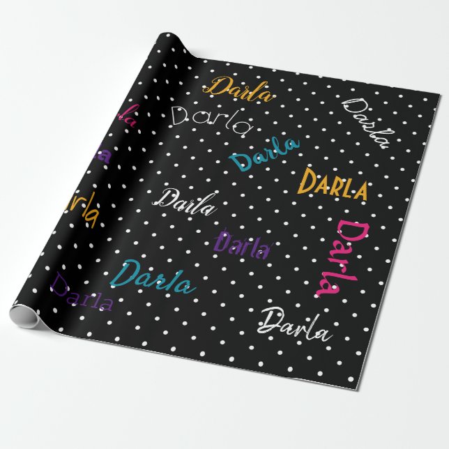 Papel De Regalo HAMbWG Dot de polka personalizado negro (Desenrollado)