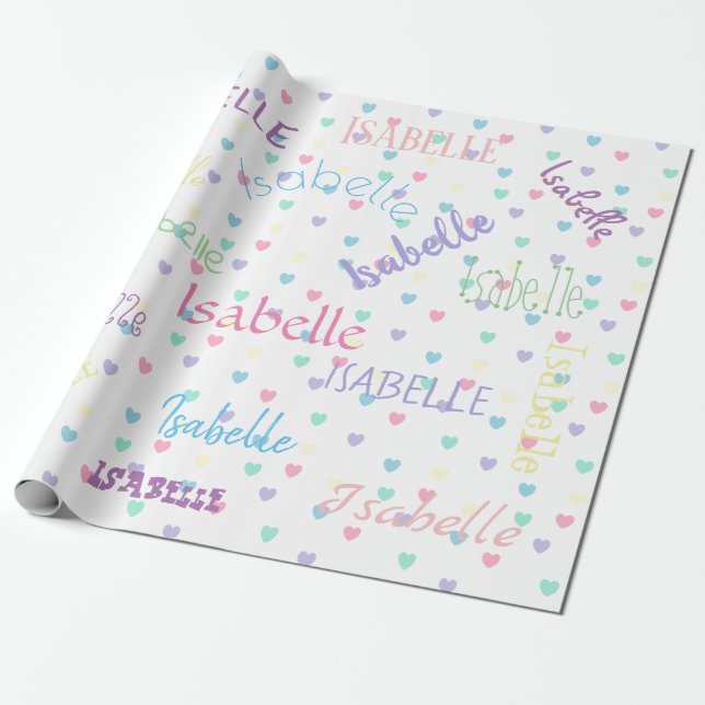 Papel De Regalo HAMbWG Pastel Hearts Personalizable (Desenrollado)
