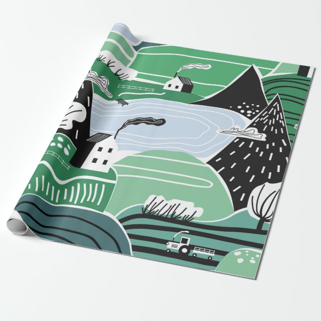 Papel De Regalo Hand drawn abstract scandinavian graphic illustrat (Desenrollado)