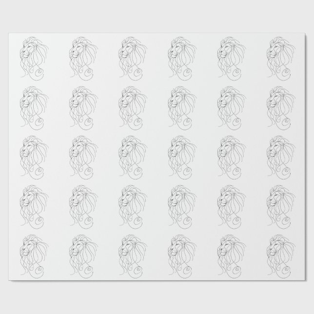 Papel De Regalo Hand Drawn Lion - Minimalist Line Art (Superficie plana)