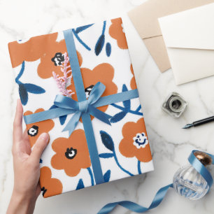 Papel De Regalo Hand-drawn Orange Wildflowers