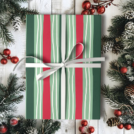 Papel De Regalo Hand Drawn Red and Green Striped Holiday