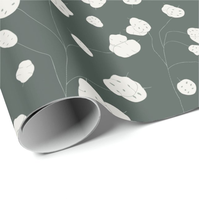 Papel De Regalo Hand Drawn Silver Dollar Lunaria Pattern Custom (Esquina del rollo)