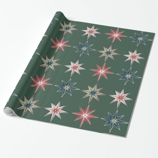 Papel De Regalo Hand Drawn Twinkle Stars - Holiday Wrapping Paper (Desenrollado)