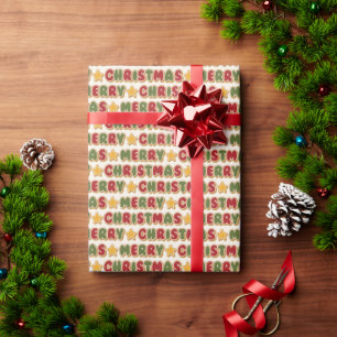 Papel De Regalo Hand Lettered Merry Christmas Gingerbread Cookies