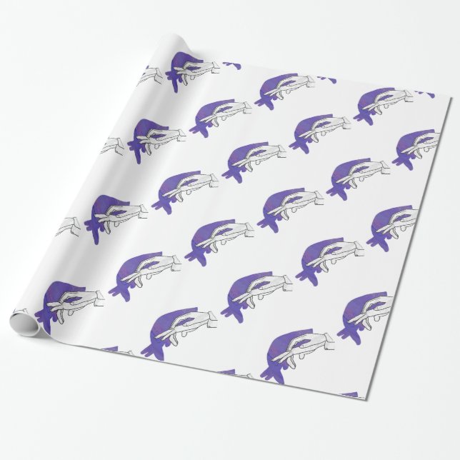 Papel De Regalo Hand Silhouette Anteater Purple (Desenrollado)