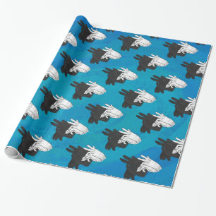 Papel De Regalo Hand Silhouette Billy Goat Blue