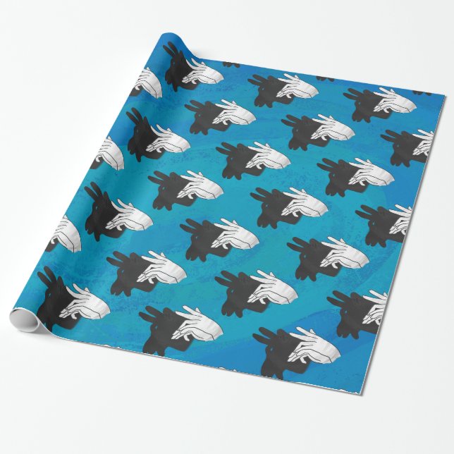 Papel De Regalo Hand Silhouette Billy Goat Blue (Desenrollado)