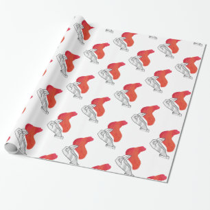 Papel De Regalo Hand Silhouette Camel Red