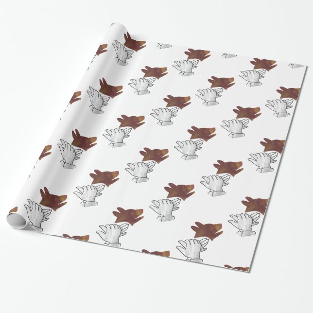 Papel De Regalo Hand Silhouette Dog Brown (Desenrollado)