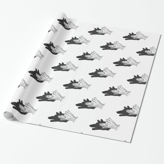 Papel De Regalo Hand Silhouette Wolf (Desenrollado)