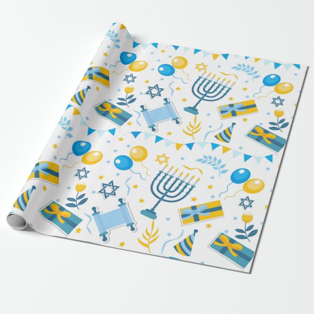 Papel De Regalo Hanukkah (Desenrollado)