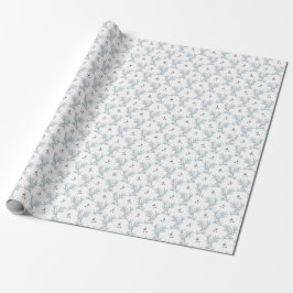 Papel De Regalo Hanukkah blanco con salvia y magpie - bayas 2