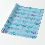 Papel De Regalo Hanukkah Chanukah Chanukkiah Menorah Pattern Blue<br><div class="desc">Patrón de Menorah de Hanukkah Chanukkiah en azul. Bonito diseño geométrico judaico minimalista para el festival judío de las luces.</div>