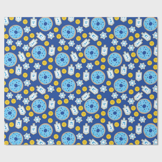 Papel De Regalo Hanukkah Chanukah Donuts Patrón de cookies de choc (Superficie plana)