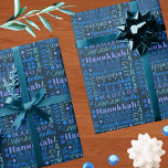 Papel De Regalo Hanukkah Collage Dark Blue Guay Cute Chilte Nombre<br><div class="desc">Crea tu propio personalizado Hanukkah envolviendo papel en este lindo collage de palabras azul oscuro que presenta el nombre de tu hijo que celebra la festividad. Fácil de personalizar, sólo tiene que añadir el nombre de su hijo a la plantilla de texto y ver cómo llena el diseño de tipografía...</div>