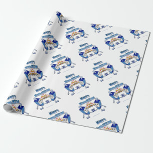 Papel De Regalo Hanukkah Dancing Dreides y Jelly Doughnut