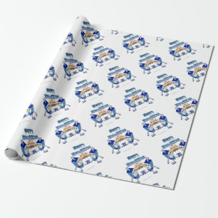 Papel De Regalo Hanukkah Dancing Dreides y Jelly Doughnut