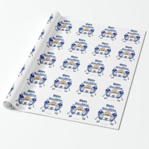 Papel De Regalo Hanukkah Dancing Dreides y Jelly Doughnut
