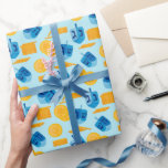 Papel De Regalo Hanukkah Dreidel Game Gelt Dark Blue<br><div class="desc">Hanukkah Dreidel Game Gelt Dark Blue Patrón Personalizado. Chanukah sueña de azul.</div>