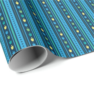 Papel De Regalo Hanukkah Dreidel Party Stripe Wrapping Paper