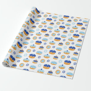 Papel De Regalo Hanukkah Jelly Donut Star de David Wrapping Paper