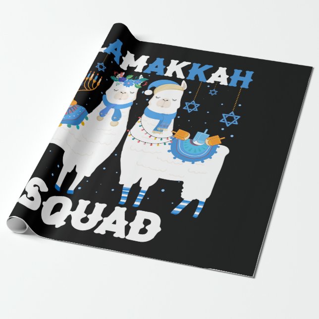 Papel De Regalo Hanukkah Llama Navidades Happy Llamakah Squad (Desenrollado)