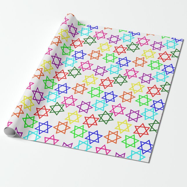 Papel De Regalo hanukkah rainbow star de david (Desenrollado)