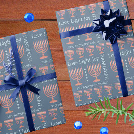 Papel De Regalo Hanukkah Rustic Menorah Love Light Añadir un nombr