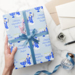 Papel De Regalo Hanukkah Snowman Chrismukkah Nombre Y Mensaje<br><div class="desc">Personalice este lindo papel de envoltura de muñecos de nieve de Hanukkah con el nombre del afortunado receptor o agregue su nombre y mensaje de Chanukah para un rollo de personalizado sólo para usted. Decorado con lindos hombres de nieve y Menorahs en tonos azules, este envoltorio de regalo es una...</div>