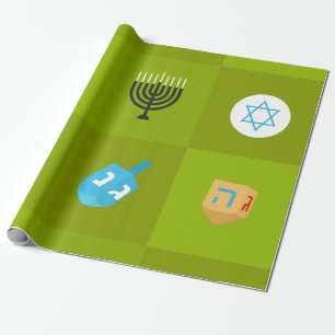 Papel De Regalo hanukkah verde de bloques de color